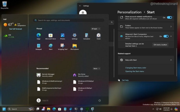Windows 11's Start Menu could soon show information in a floating sidebar